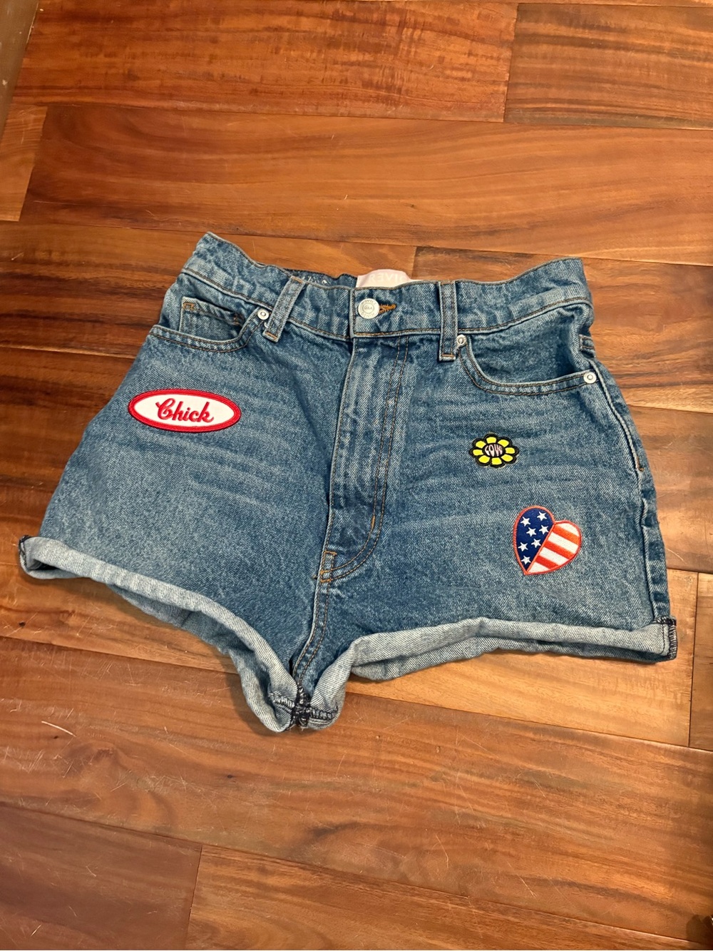 Revice Denim Cutoff Shorts Women’s Size 26 Distressed Patched Festival Y2K (1180